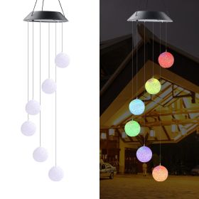 GANGES SA Solar Color-Changing Wind Chime Hanging Light; Led Wind Chime Light With Hanging Chestnut Balls; Festive Decoration