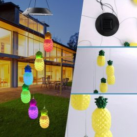 GANGES SA Solar Color Changing Wind Chime Hanging Lamp; Pineapples; Led Wind Chime Light; Festive Decoration For Courtyard