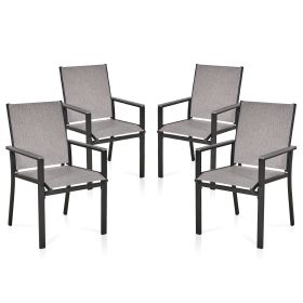 MEOOEM Patio Dining Chairs 2PCS Outdoor Metal Textilene Outdoor Dining Chairs; Durable for Lawn Garden Backyard Pool All Weather