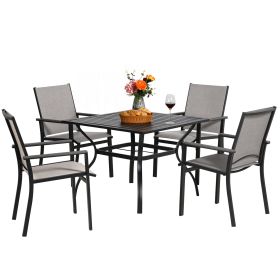 MEOOEM Patio Dining Set  Outdoor Furniture Bistro Metal Table Side Table and Metal Stackable Chairs;  Black