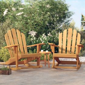 Patio Adirondack Rocking Chairs 2 pcs 31.1"x39.4"x40.6" Solid Wood Teak