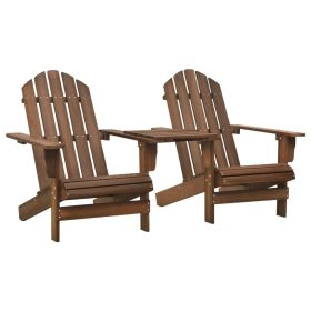 Patio Adirondack Chairs with Tea Table Solid Wood Fir Brown