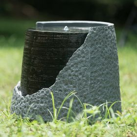 20x20x18" indoor outdoor Polyresin Water Fountain, Unique Broken Urn Fountain Chic Dynamic Modern Design with Light for Garden, Lawn