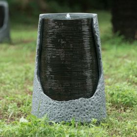 17x17x26" indoor outdoor Polyresin Water Fountain, Unique Broken Urn Fountain Chic Dynamic Modern Design with Light for Garden