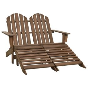 2-Seater Patio Adirondack Chair&Ottoman Fir Wood Brown