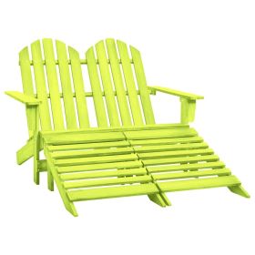 2-Seater Patio Adirondack Chair&Ottoman Fir Wood Green