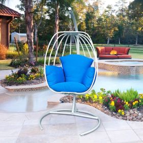 Indoor Outdoor Hanging Egg Swing Chair with Cushion and C Stand;  Egg Shaped Hanging Swing Chair;  Egg-Shaped