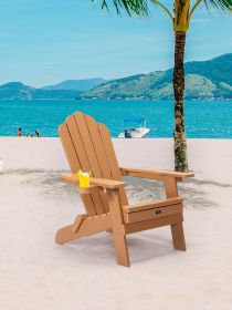 TALE Folding Adirondack Chair with Pullout Ottoman with Cup Holder, Oaversized, Poly Lumber, for Patio Deck Garden, Backyard Furniture