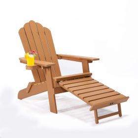 TALE Folding Adirondack Chair with Pullout Ottoman with Cup Holder, Oversized, Poly Lumber, for Patio Deck Garden, Backyard Furniture