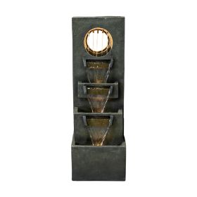 39.3inches High Modern Floor Fountain Outdoor with LED Lights