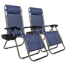 Infinity Zero Gravity Chair Pack 2, Outdoor Lounge Patio Chairs with Pillow and Utility Tray Adjustable Folding Recliner for Deck,Patio