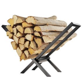 Firewood Log Rack 220LBS Steel Wood Lumber Storage Stacking Rack X Shape Storage Holder for Fireplace Firepit