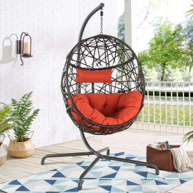 Hanging Egg Chair Outdoor Indoor Patio Swing Chair with UV Resistant Cushion Wicker Rattan Hammock Basket Chair