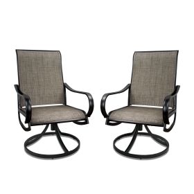 MEOOEM Patio Textilene Swivel Chairs 2PCS Outdoor Dining Chairs with Mesh Fabric Weather Resistant Furniture
