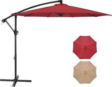 10ft Offset Umbrella Cantilever Patio Hanging Umbrella Outdoor Market Umbrella with Crank & Cross Base Suitable for Garden, Lawn
