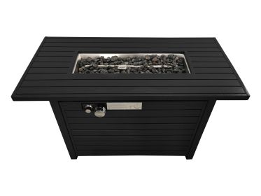 Living Source International 24" H x 54" W Steel Outdoor Fire Pit Table with Lid (Black)
