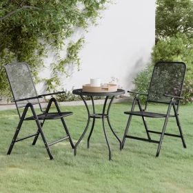 3 Piece Patio Dining Set Expanded Metal Mesh Anthracite