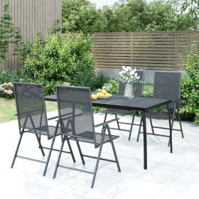 5 Piece Patio Dining Set Anthracite Steel